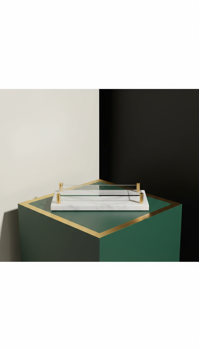 Marble and Glass Accent Tray